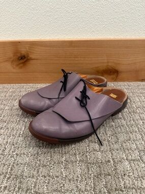 Camper Lavender Leather Slip-On Mules with Tie Detail